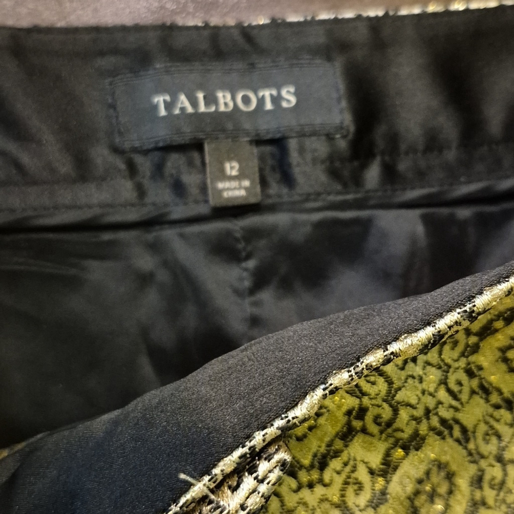 Talbots "Signature"dress Pants.fully Lined. Beautiful Black &gold.(#1661) - Picture 2 of 13